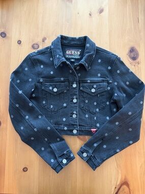 GUESS Women’s Black Polka Dot Denim Jacket
